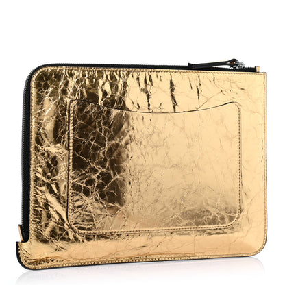 Chanel Metallic Lambskin Medium Je Ne Suis Pas En Solde Pouch Clutch Gold 2 of 4