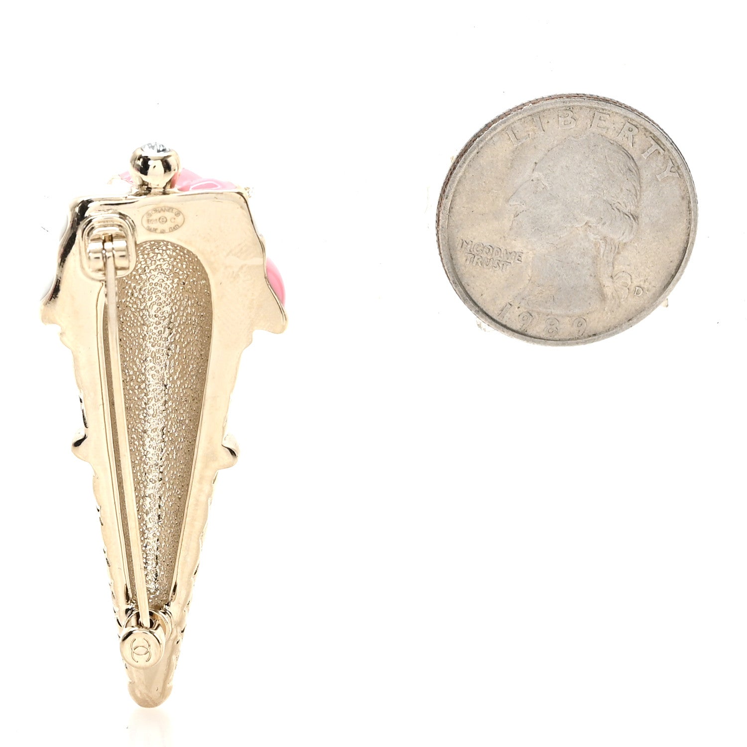 Chanel Metal Resin Strass Ice Cream Brooch Gold Pink Pearly White 2 of 4