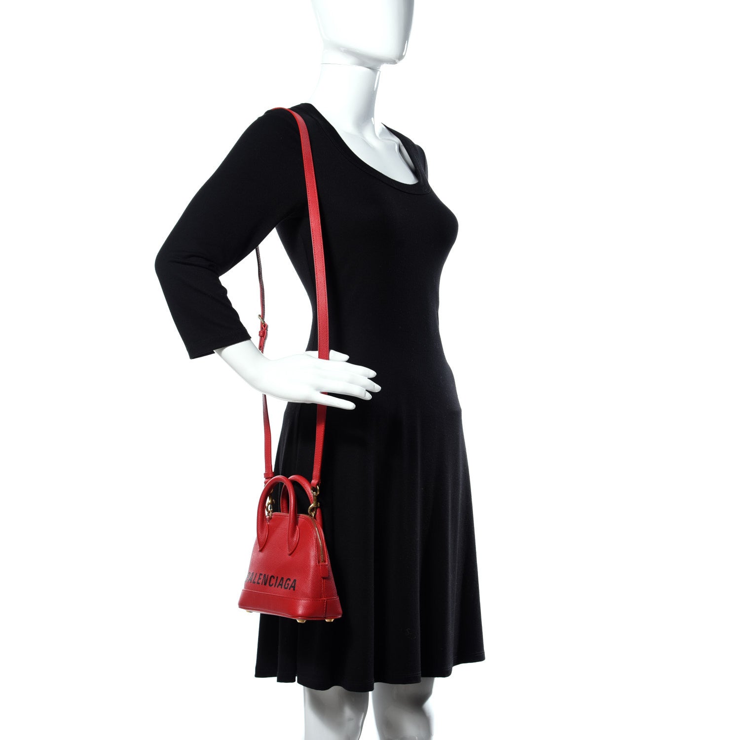 Balenciaga Grained Calfskin XXS Ville Top Handle Bag Rouge Coquelicot 2 of 22