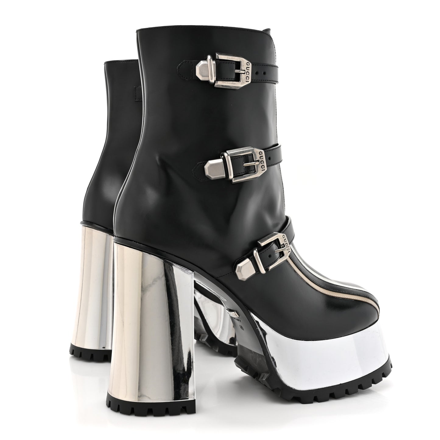 Cordovan Lux Platform Ankle Boots 40 Black Oatmeal White