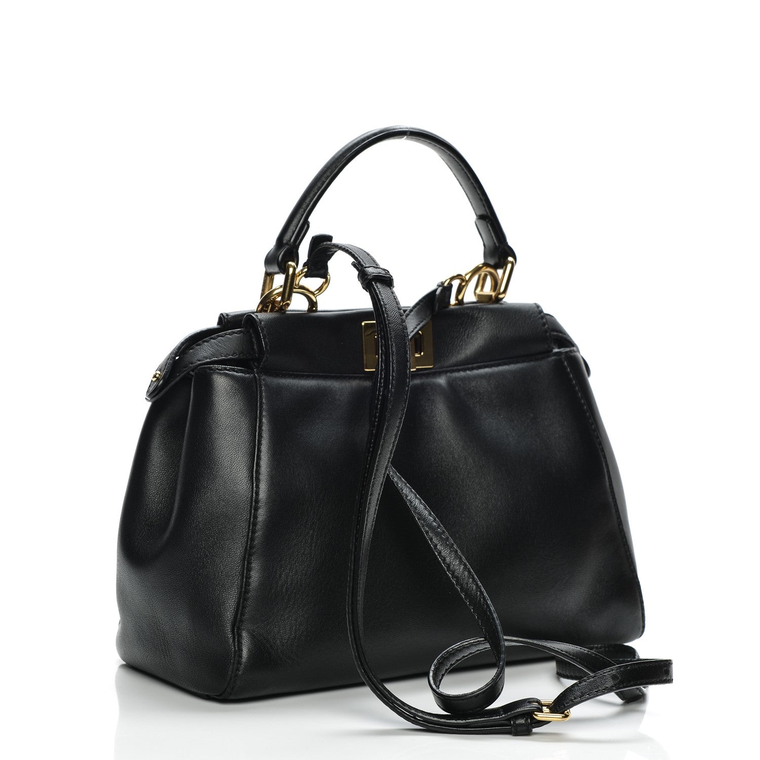 Fendi Nappa Mini Peekaboo Iconic Satchel Black 3 of 7