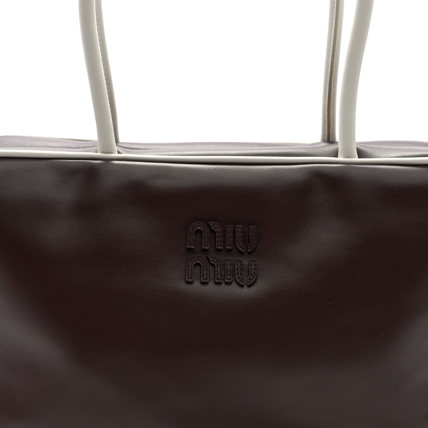 Miu Miu Soft Calf Softy Large Contrast Beau Top Handle Bag Radica White 7 of 9