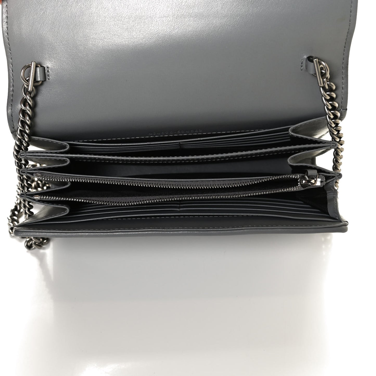 Calfskin Matelasse Aria GG Marmont Chain Wallet Deep Grey