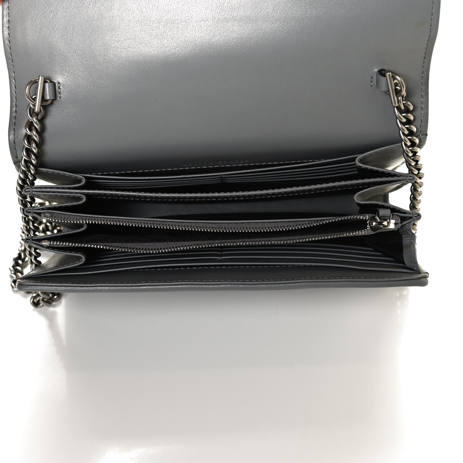 Gucci Calfskin Matelasse Aria GG Marmont Chain Wallet Deep Grey 5 of 12