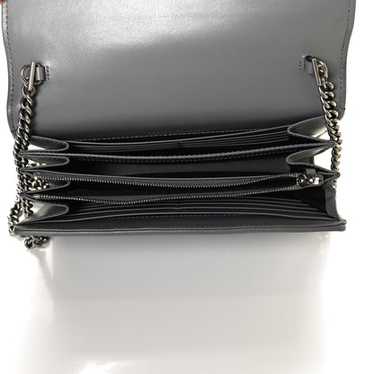Gucci Calfskin Matelasse Aria GG Marmont Chain Wallet Deep Grey 5 of 12