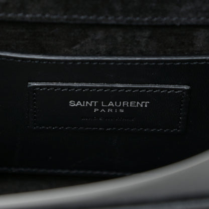 Saint Laurent Calfskin Crocodile Embossed Monogram Small Kate Tassel Satchel Black 7 of 9