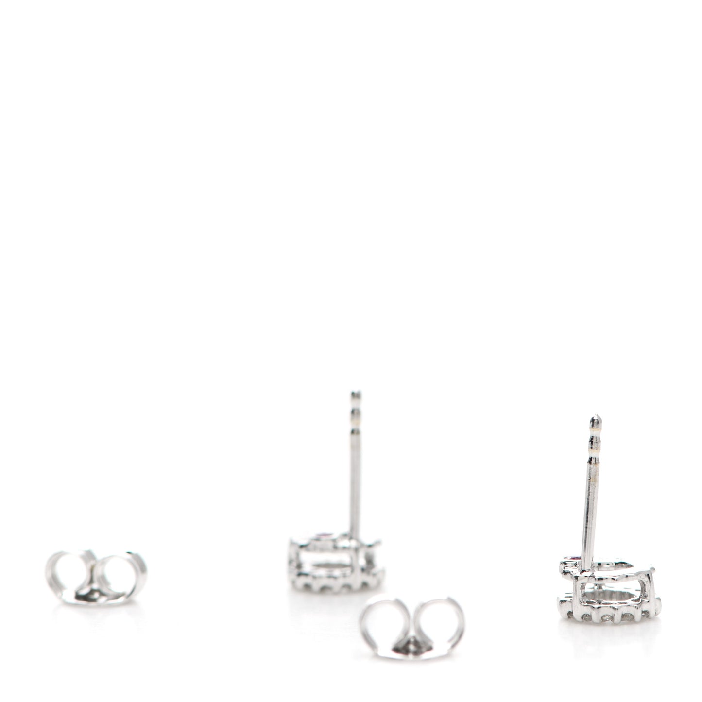18K White Gold Diamond Circle Stud Earrings