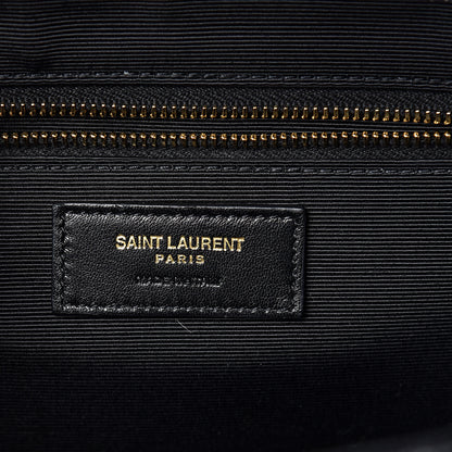 Saint Laurent Grain De Poudre Matelasse Chevron Large Monogram Satchel Black 5 of 10
