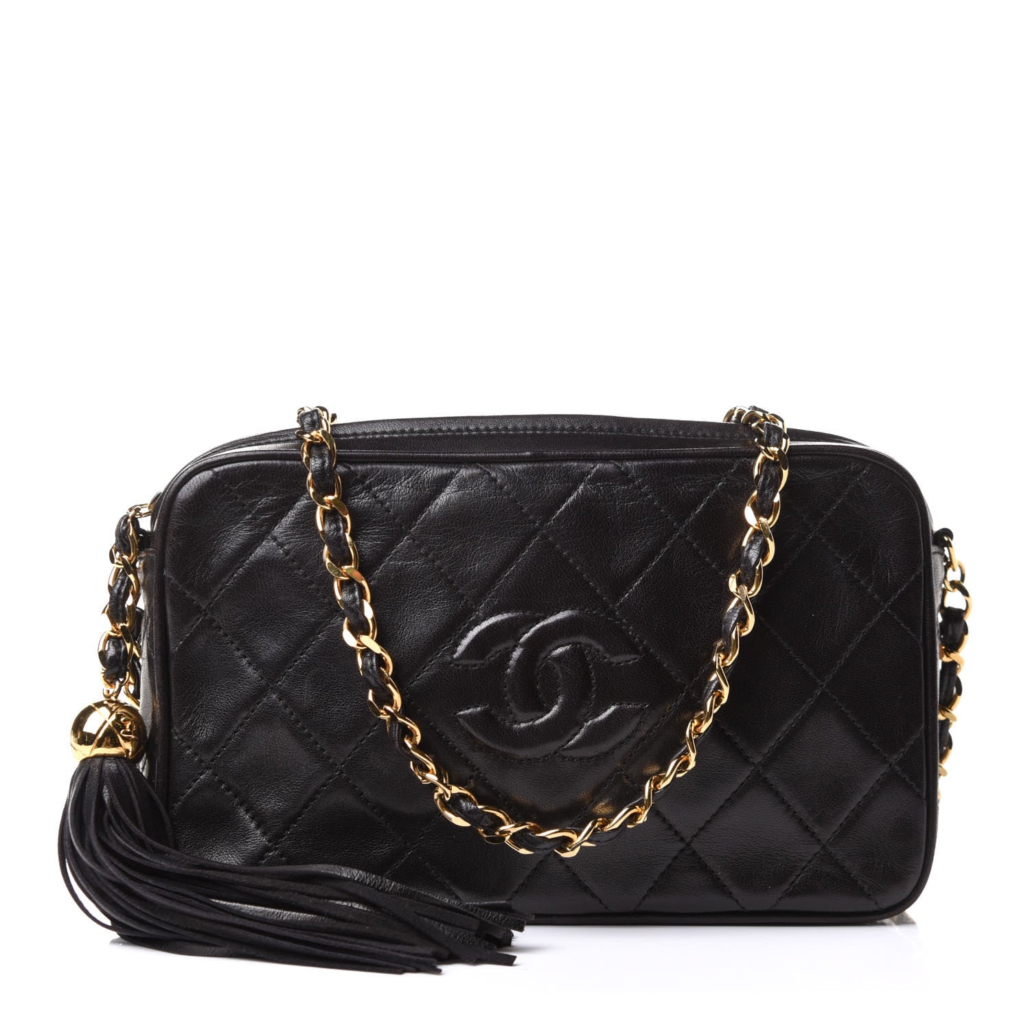 Chanel Lambskin Quilted Tassel Camera Case Black 1 of 12