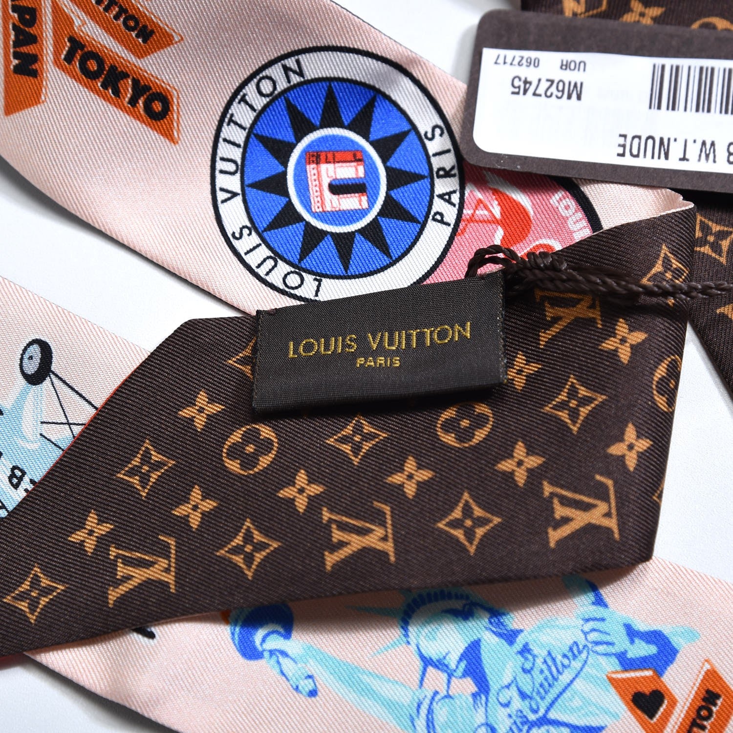 Louis Vuitton Silk Monogram World Tour Stickers BB Bandeau Nude 3 of 4