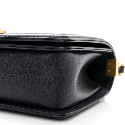 Chanel Caviar Quilted Medium Boy Flap Dark Navy Blue 10 of 12