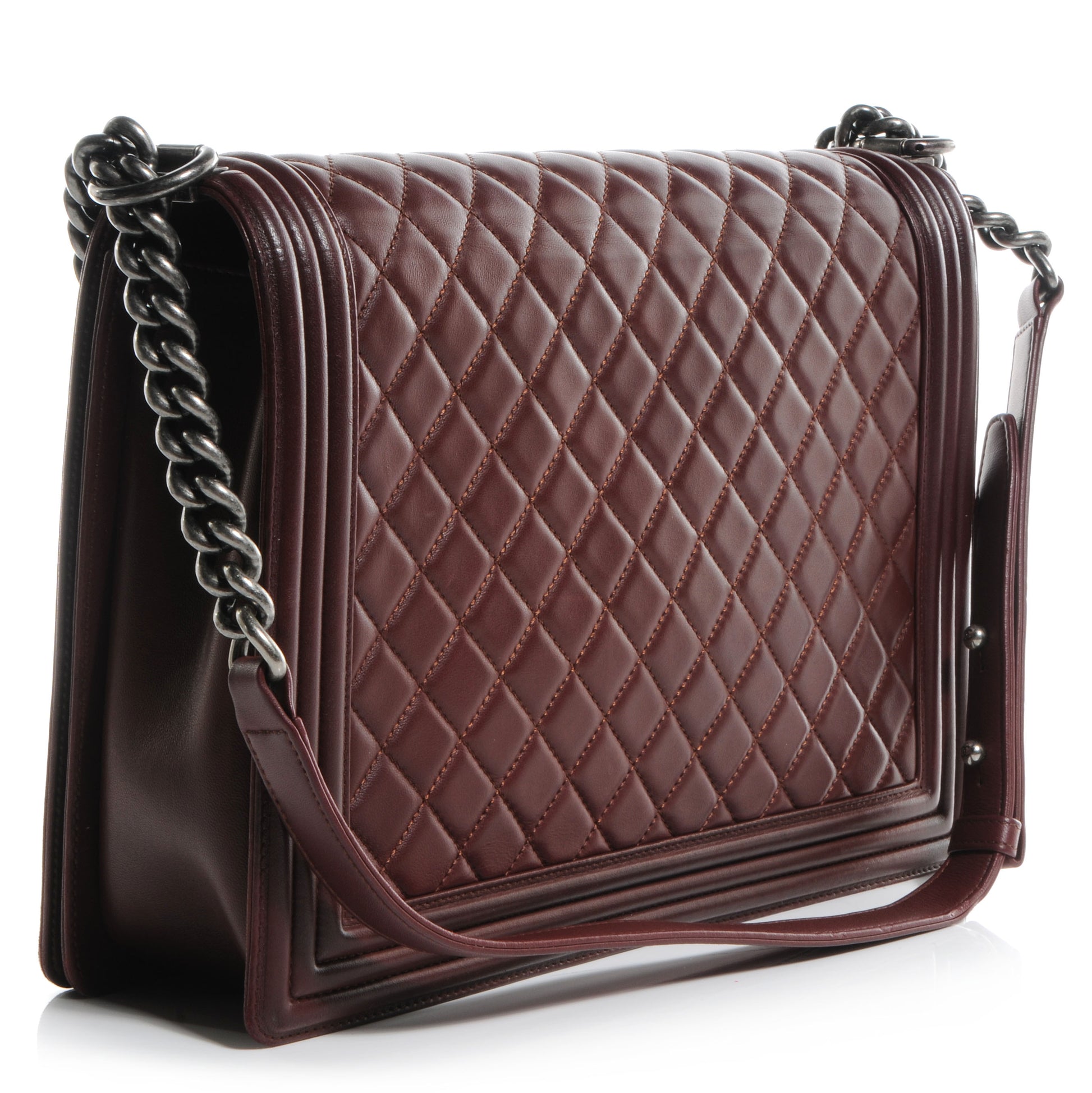 Chanel Lambskin Quilted Large Boy Flap Burgundy 3 of 11