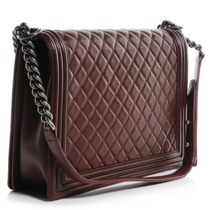 Chanel Lambskin Quilted Large Boy Flap Burgundy 3 of 11