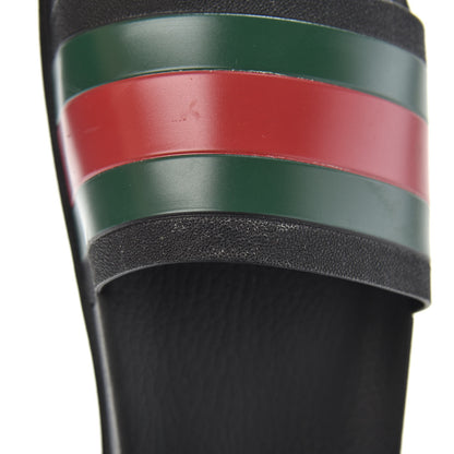 Gucci Rubber Web Mens Lug Sole Slide Sandals 12 Black Green Red 9 of 10