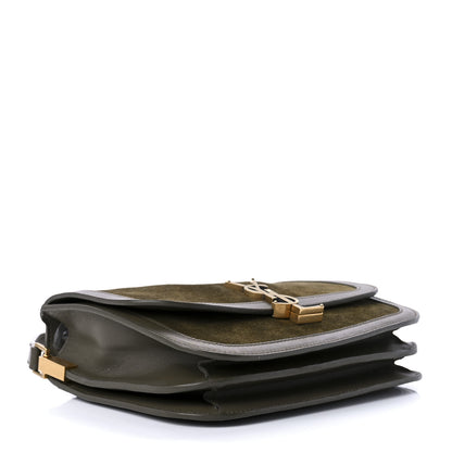 Saint Laurent Suede Smooth Calfskin Monogram Medium Solferino Soft Satchel Sesame Seaweed 4 of 10