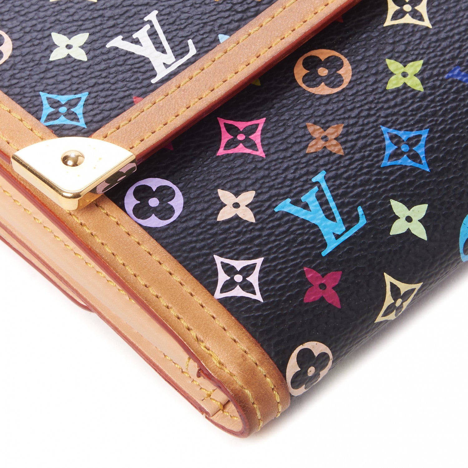 Louis Vuitton Monogram Multicolor Porte-Monnaie Billets Wallet Black 5 of 7