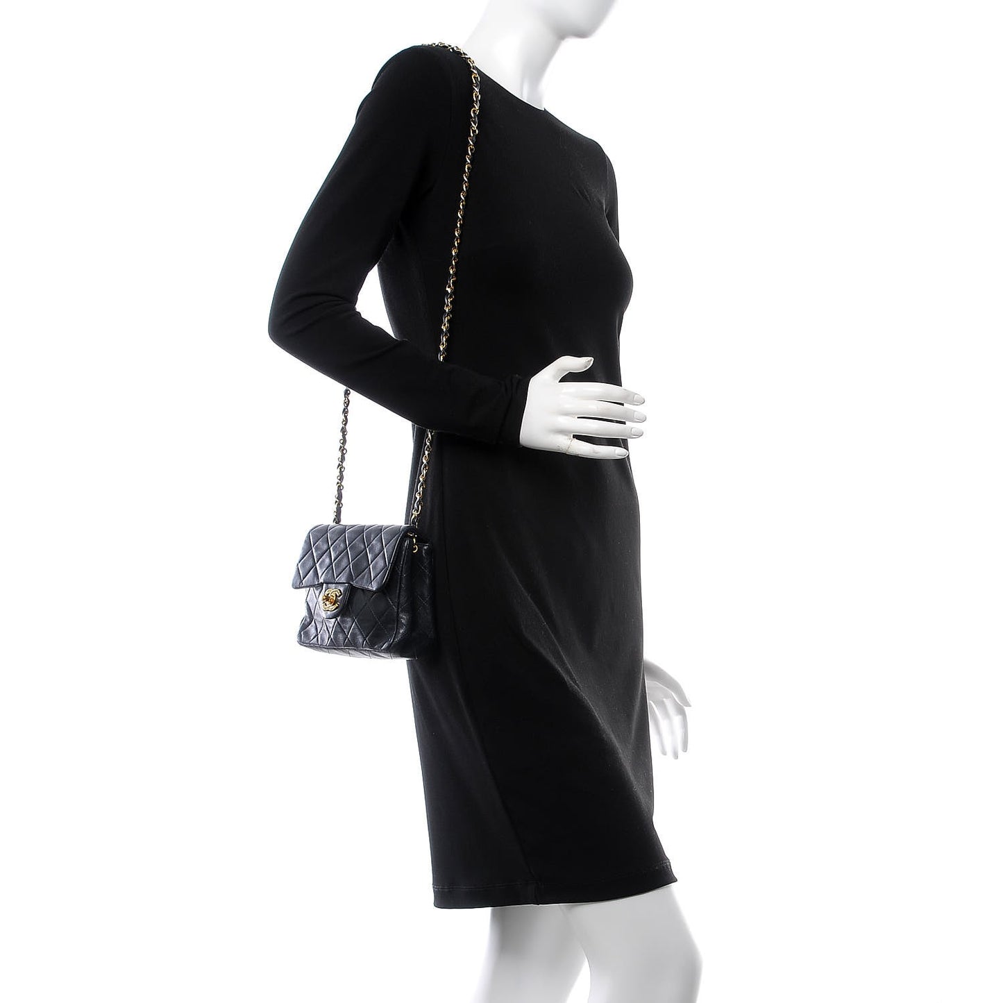 Lambskin Quilted Mini Square Flap Bag Navy