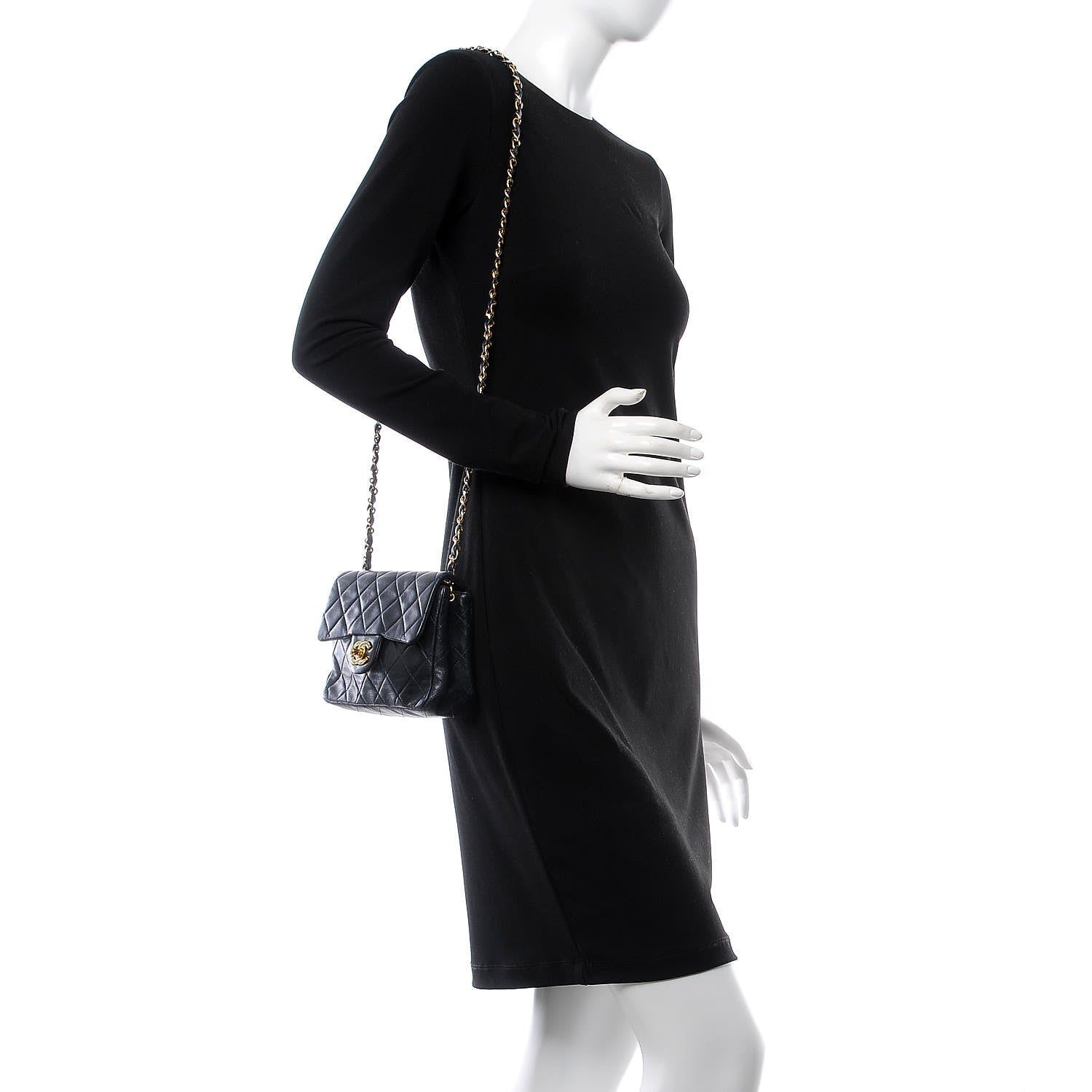 Chanel Lambskin Quilted Mini Square Flap Bag Navy 2 of 12