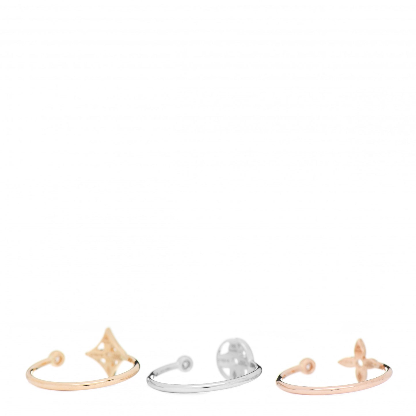 18K Yellow Pink White Gold Diamond Idylle Blossom Ring 3 Set 55 7.25