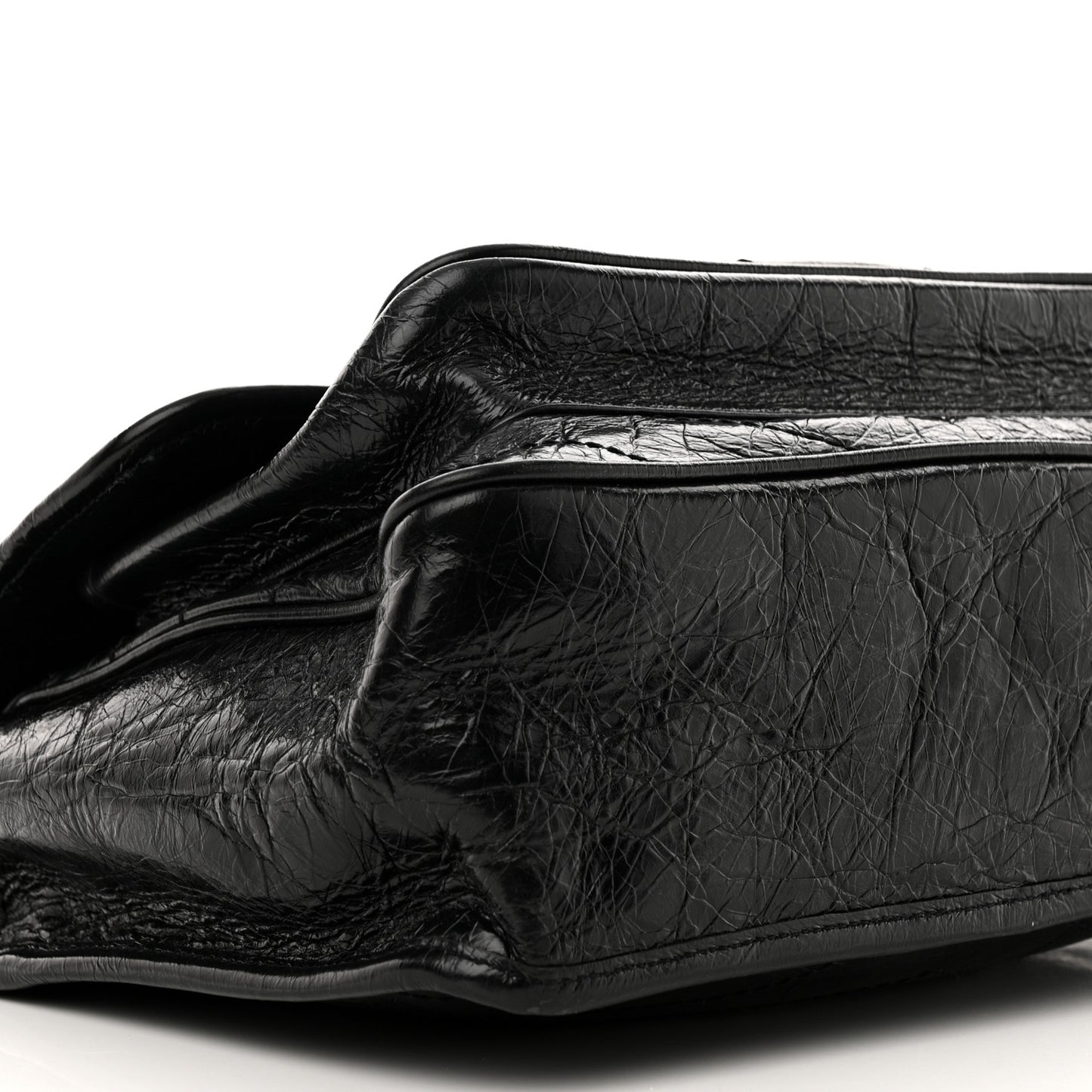 Crinkled Calfskin Matelasse Monogram Medium Niki Chain Satchel Black
