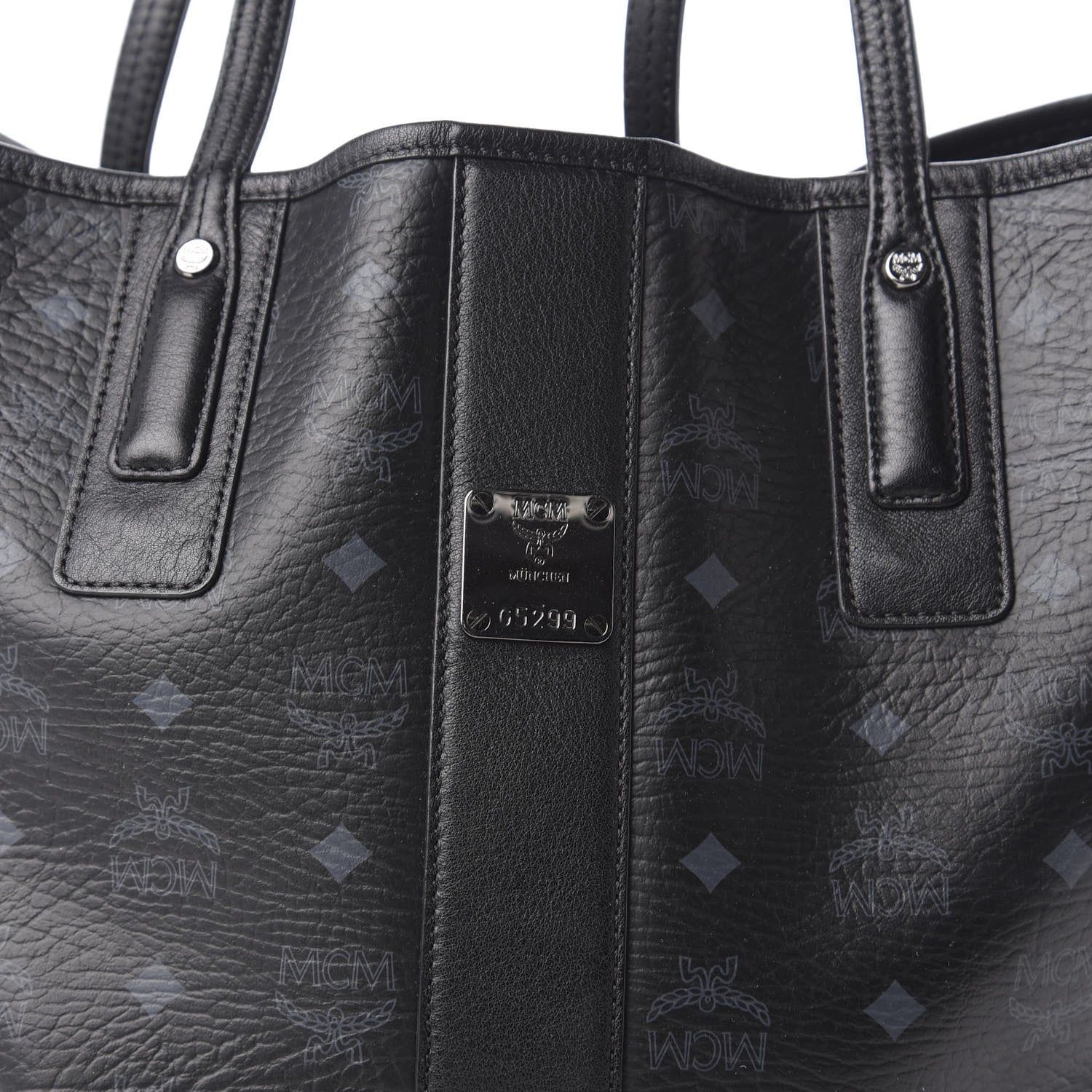 MCM Visetos Medium Liz Reversible Shopper Tote Black 8 of 14