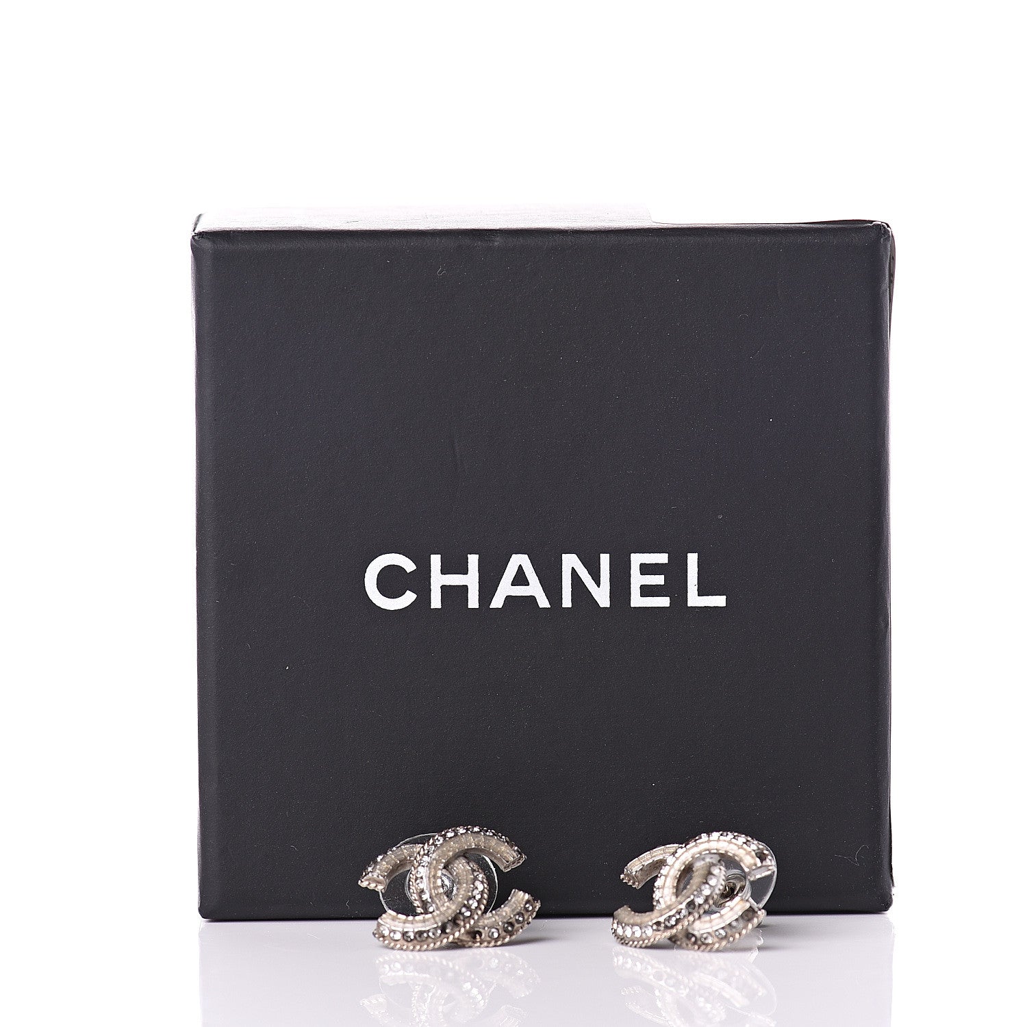 Chanel Baguette Crystal CC Earrings Silver 5 of 5
