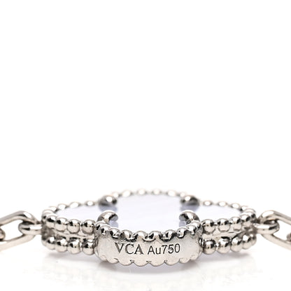 Van Cleef & Arpels 18K White Gold Chalcedony 5 Motifs Vintage Alhambra Bracelet 4 of 4