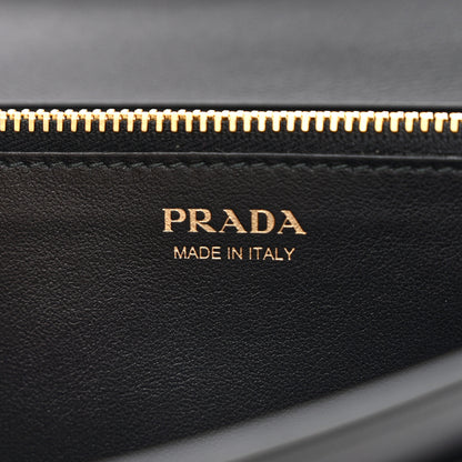 Prada City Calf Studded Metal Continental Flap Travel Wallet Black 7 of 11