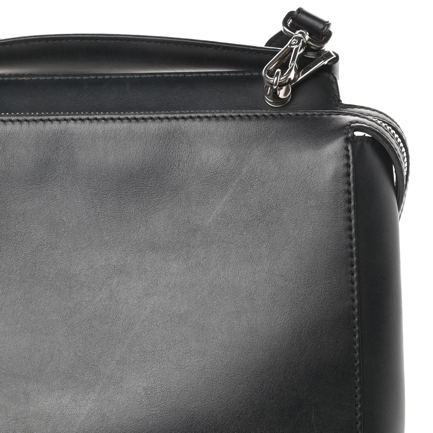 Fendi Vitello Baltico Dolce DotCom Satchel Black Blue Royal 14 of 16