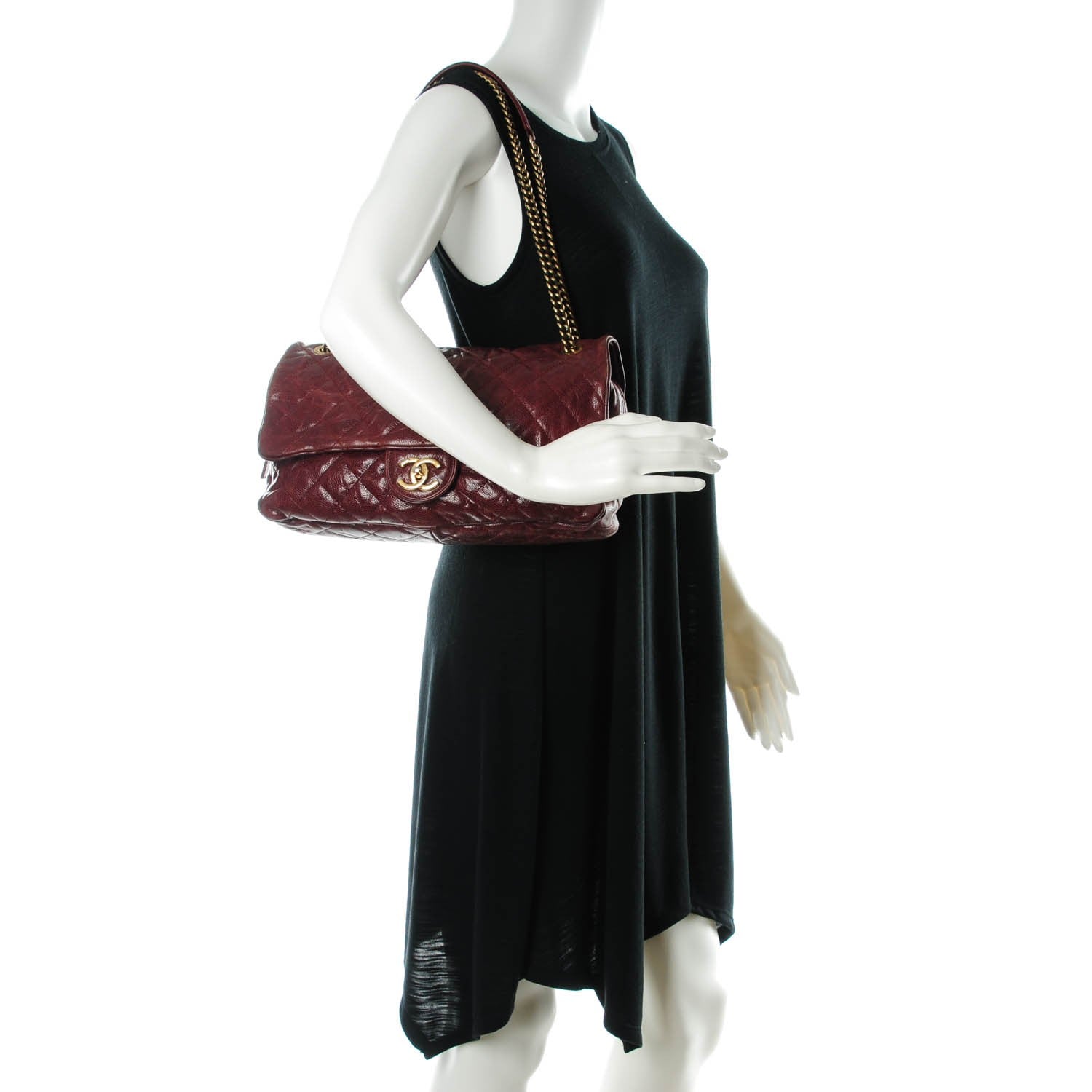 Chanel Crumpled Grained Calfskin Quilted Large Shiva Flap Burgundy 2 of 7