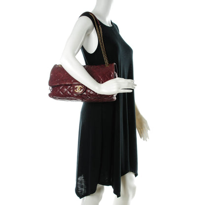 Chanel Crumpled Grained Calfskin Quilted Large Shiva Flap Burgundy 2 of 7