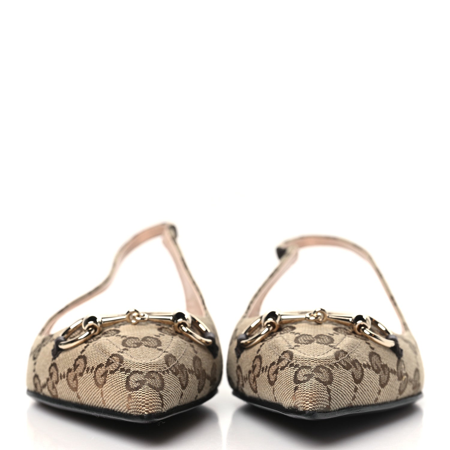 Gucci Monogram Horsebit Womens Slingback Ballet Flat 39.5 Beige Ebony Cocoa 2 of 9