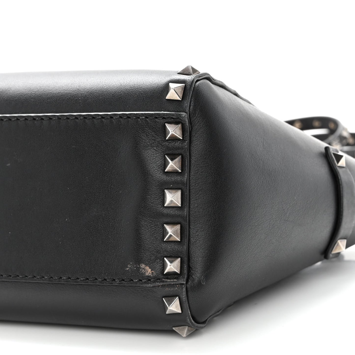 Vitello Mini Rockstud Double Handle Tote Black