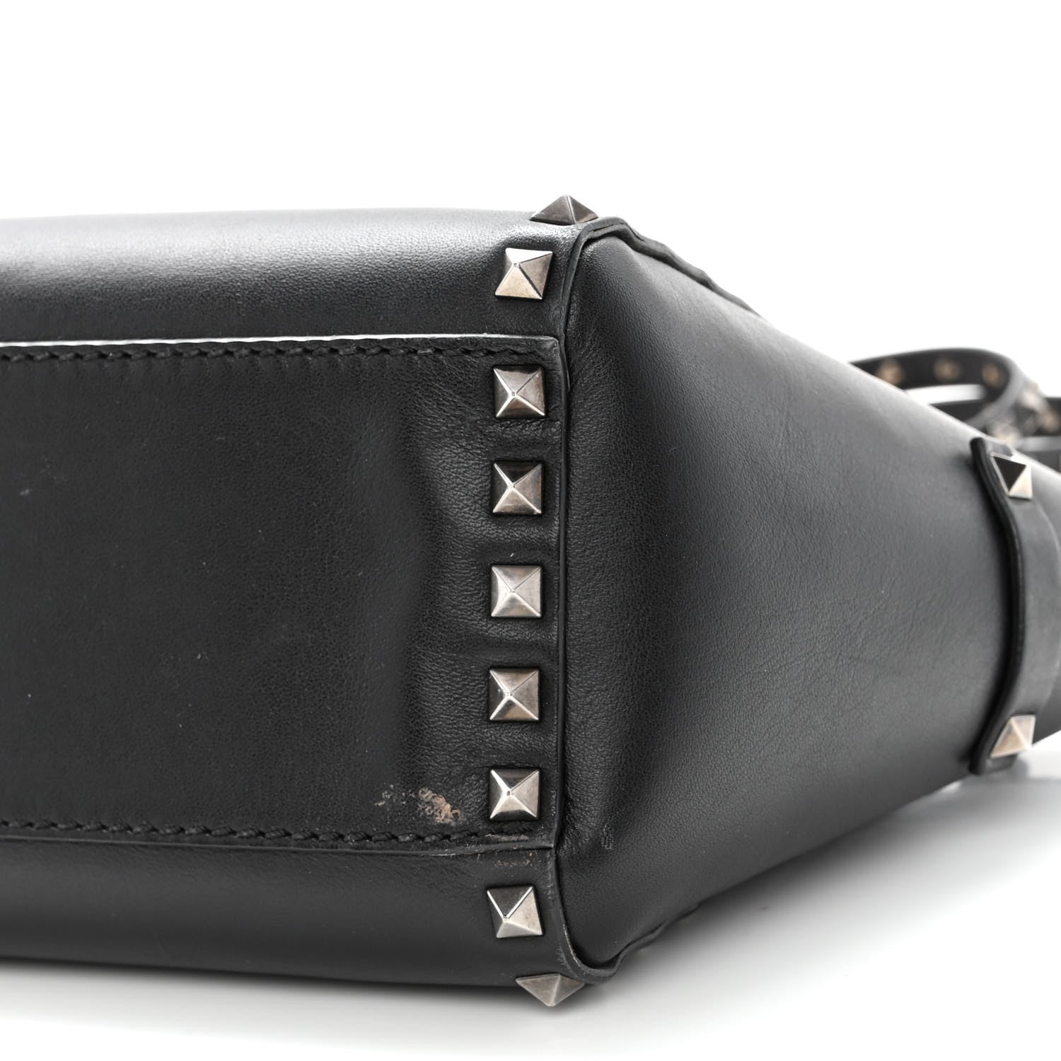 Valentino Garavani Vitello Mini Rockstud Double Handle Tote Black 9 of 14