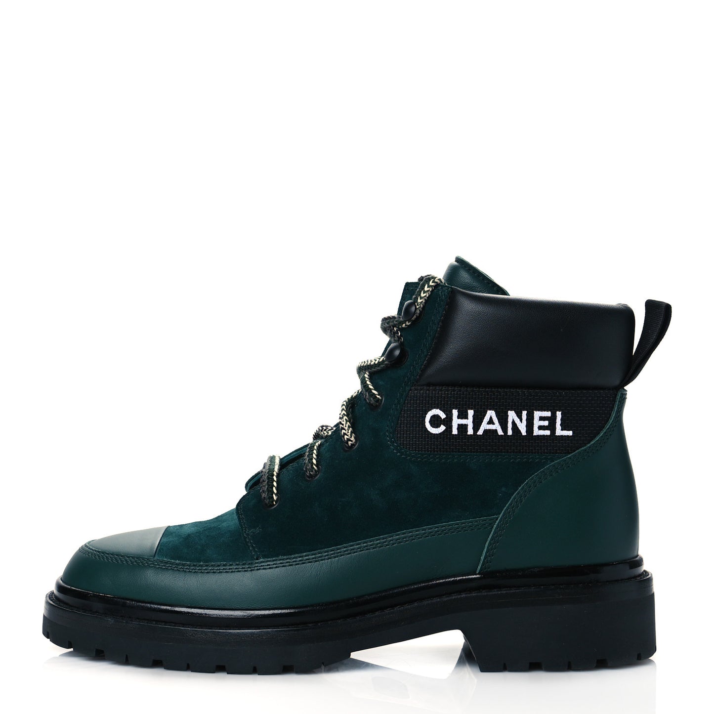 Suede Calfskin Lace Up Boots 40 Green