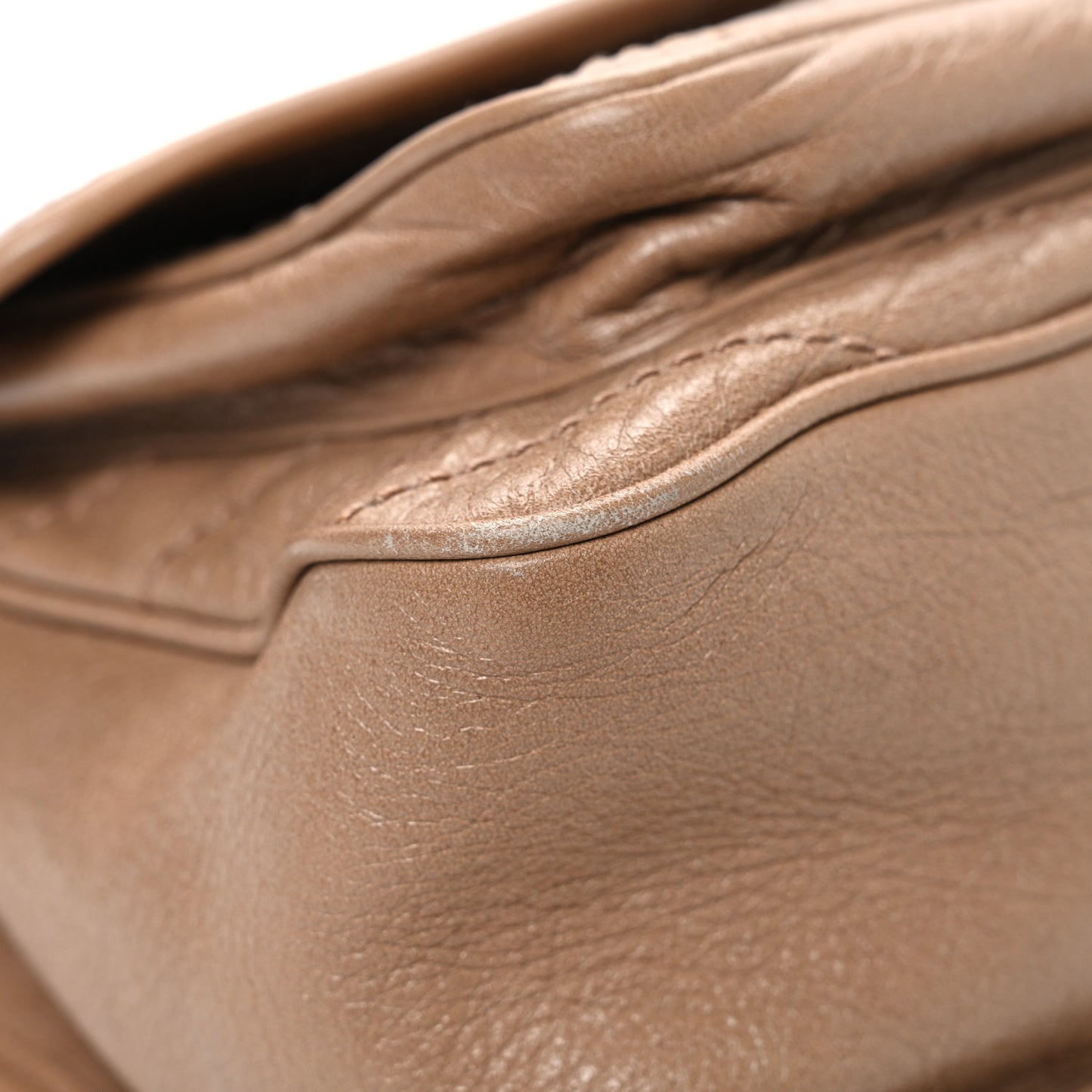 Crinkled Calfskin Matelasse Monogram Medium Niki Chain Satchel Light Taupe