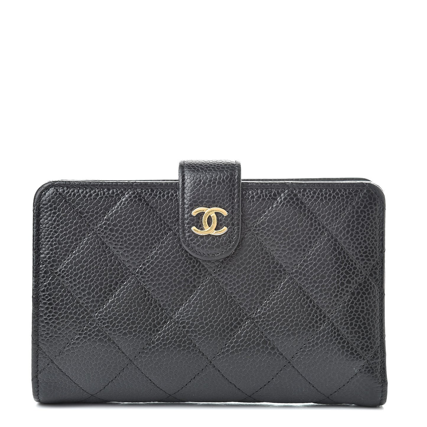 Caviar Quilted Zipped Pocket Wallet Black