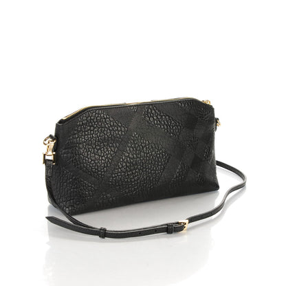 Burberry Signature Grain Calfskin Check Embossed Small Chichester Crossbody Clutch Bag Black 3 of 8