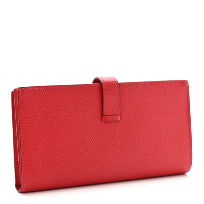 Hermes Epsom Bearn Gusset Wallet Rouge Casaque 3 of 9