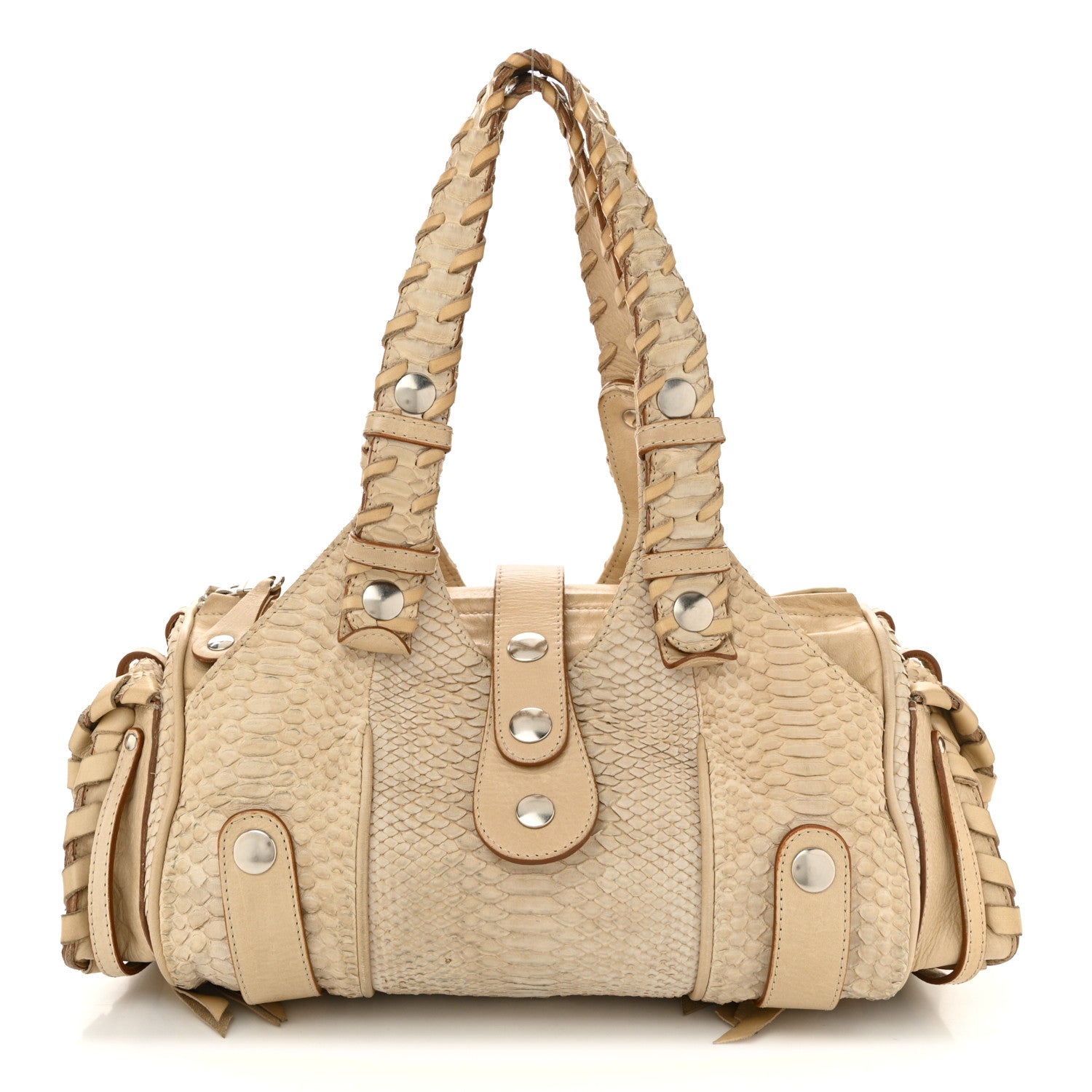 Chloe Snakeskin Calfskin Silverado Shoulder Bag Beige 1 of 11