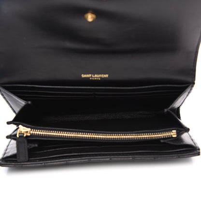Saint Laurent Lambskin Matelasse Monogram Large Vicky Continental Wallet Black 4 of 9