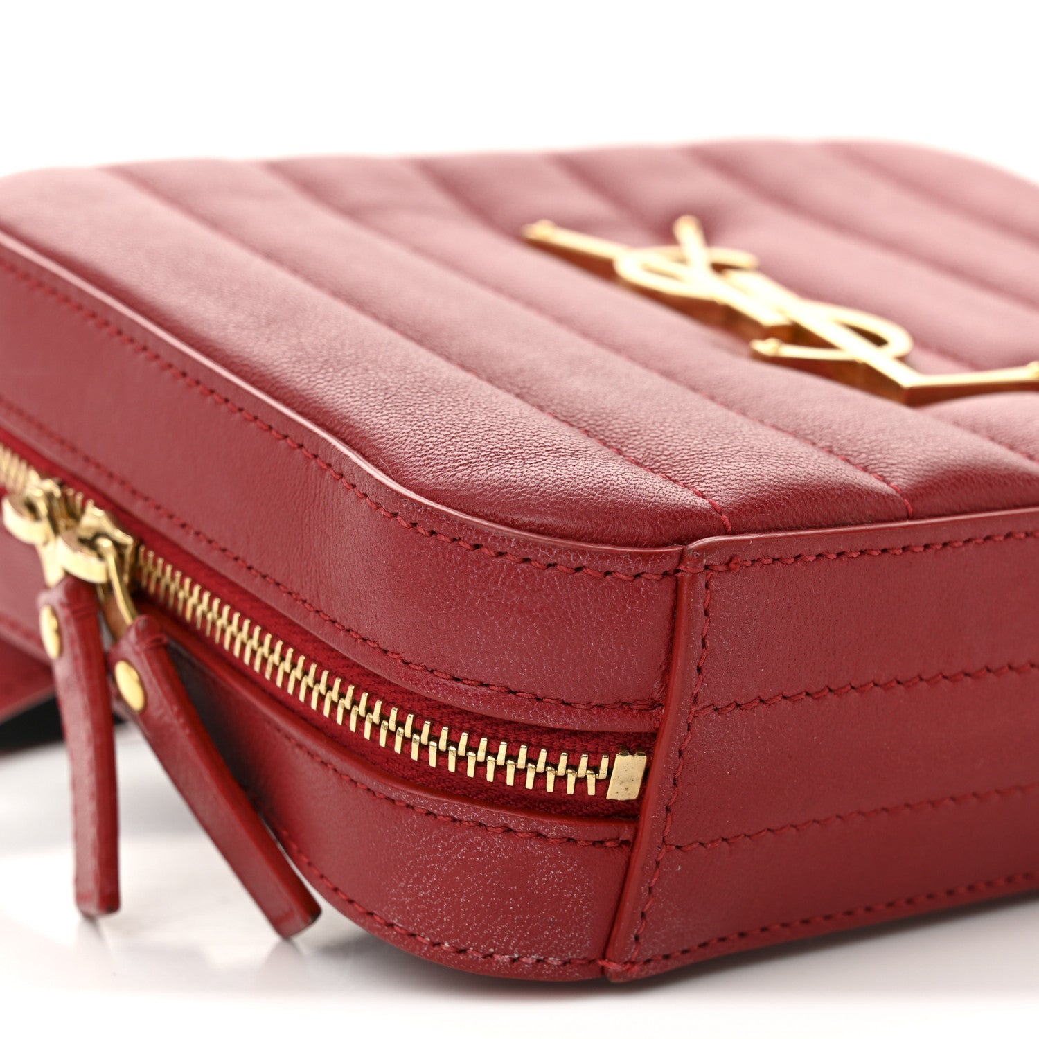 Saint Laurent Lambskin Matelasse Vicky Monogram Belt Bag Eros Red 9 of 10