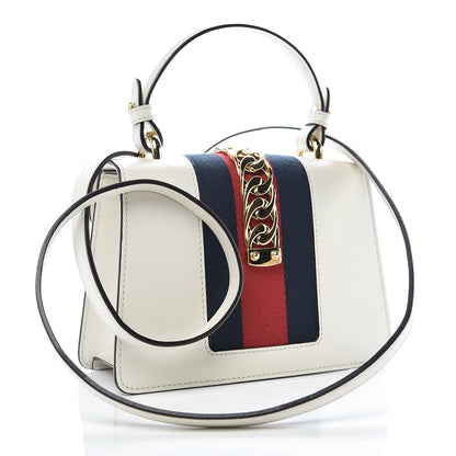 Gucci Calfskin Mini Sylvie Top Handle Bag White 5 of 13