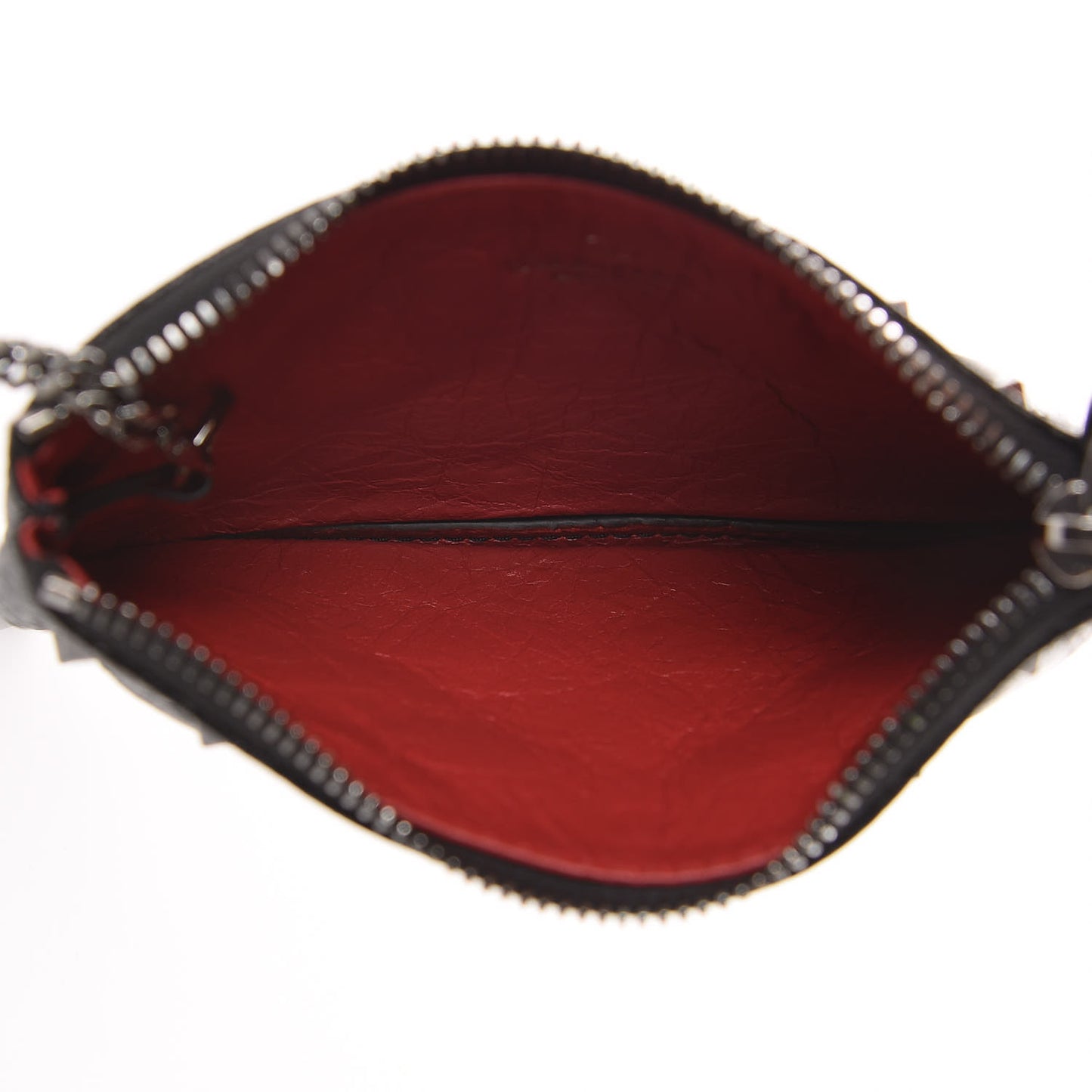Craquele Nappa Rockstud Spike Key Pouch Black