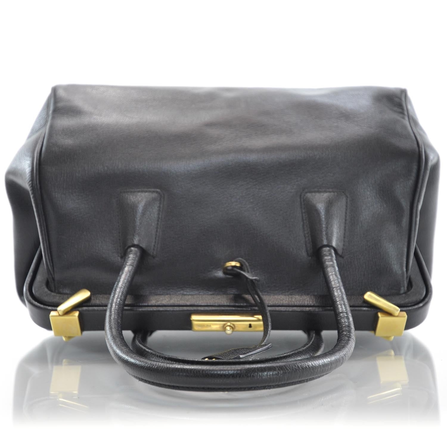 Prada Goatskin Cerniera Doctor Bag Black 5 of 9