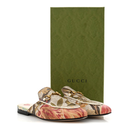 Gucci GG Supreme Monogram Malaga Kid Water Flora Womens Princetown Slippers 36.5 Beige White Multicolor Mystic White 13 of 13