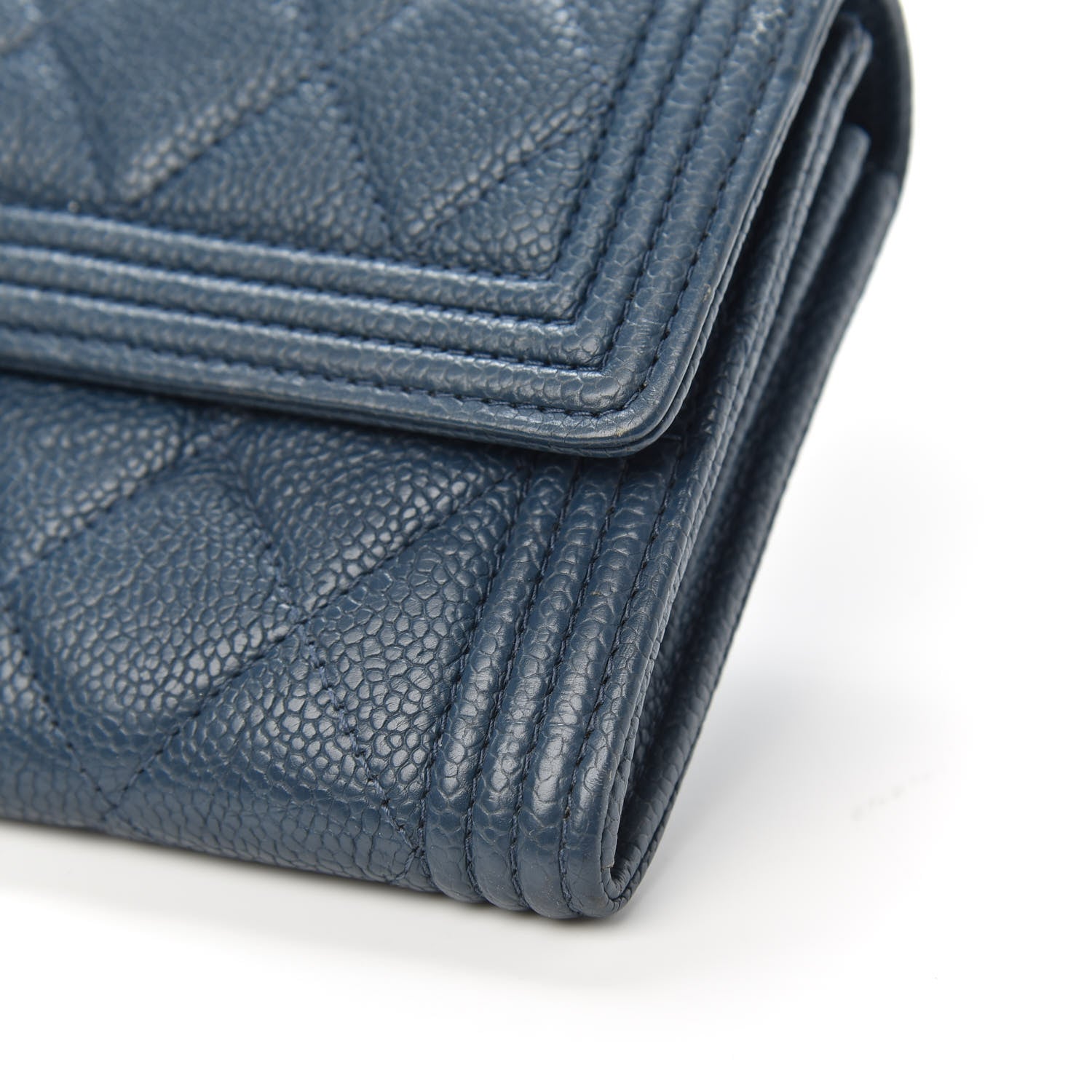 Chanel Caviar Quilted Boy Flap Wallet Blue 11 of 11
