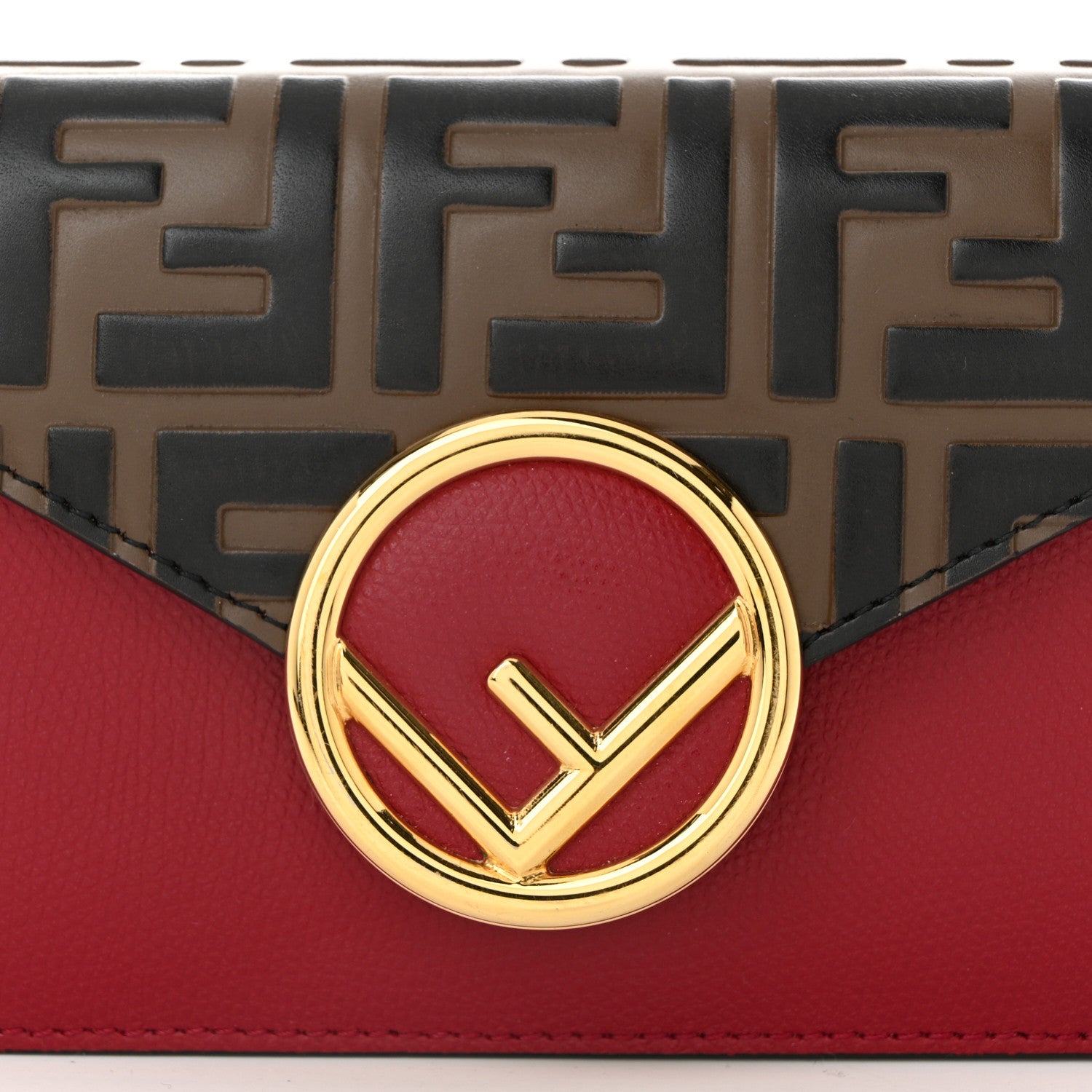Fendi Vitello Cruise F is Fendi Bi-Color FF 1974 Embossed Envelope Belt Bag Maya Black Fragola 8 of 10