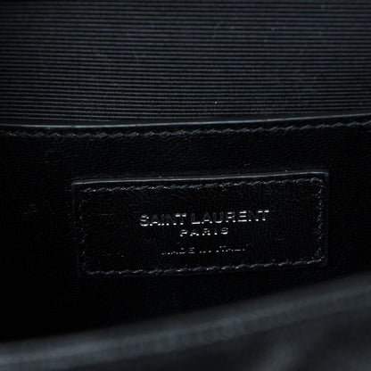 Saint Laurent Grain De Poudre Textured Mixed Matelasse Triquilt Medium Monogram Satchel Black 6 of 6