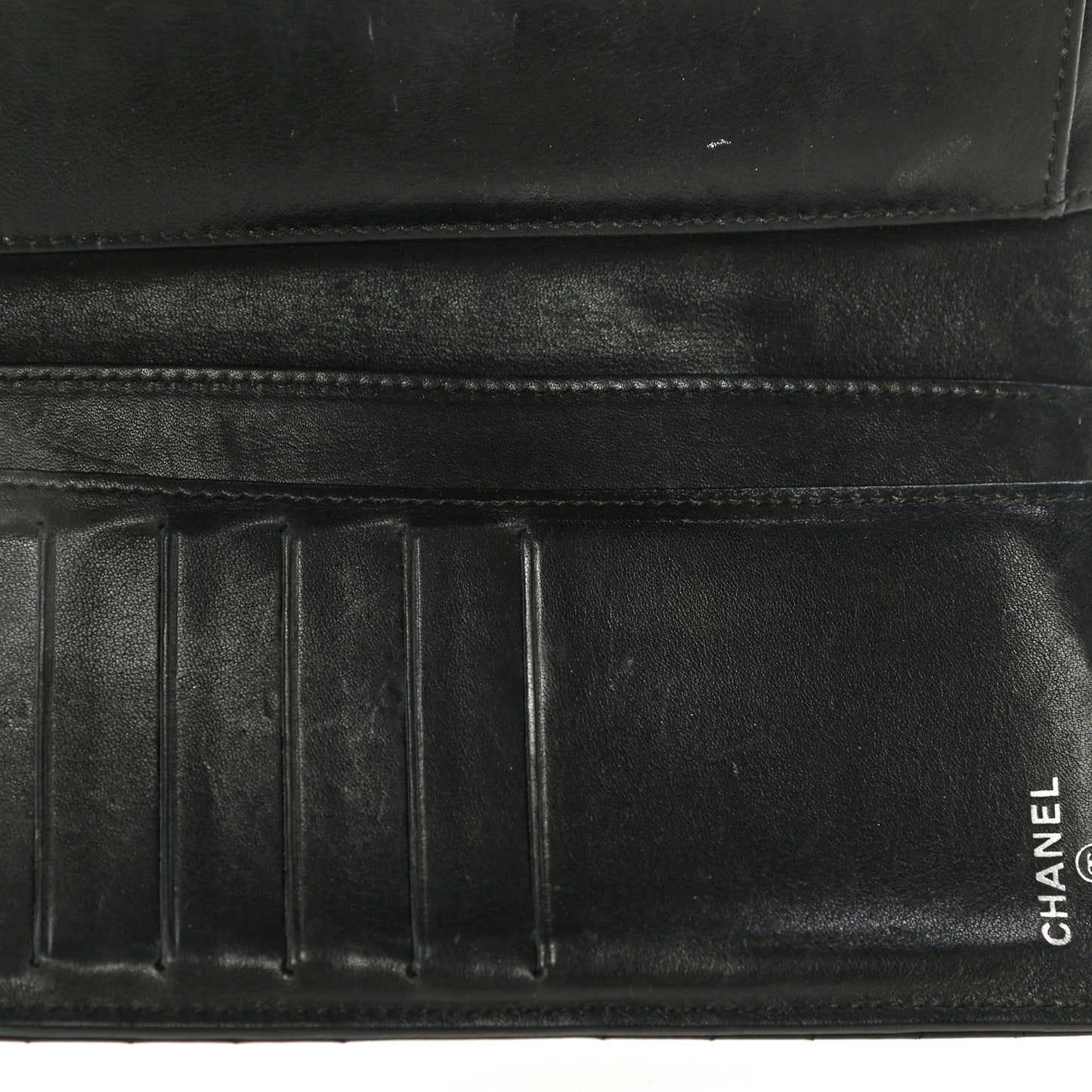 Lambskin Chevron Quilted Large Flap Clutch Wallet Black